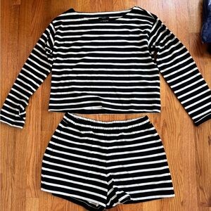 J. Crew black and white striped matching set!